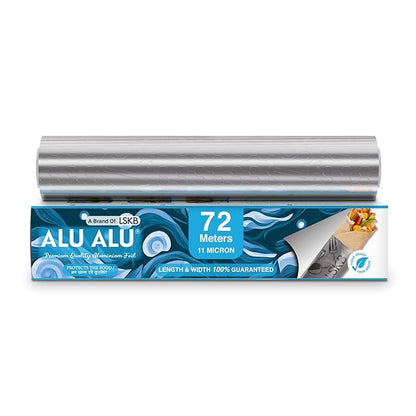 ALU ALU 72 Meter Silver Aluminium Foil | Premium Quality | 11 Micron Thickness | Keeps Food Warm and Hygienic | Ideal for Food Wrapping, Packing, Storing and Serving