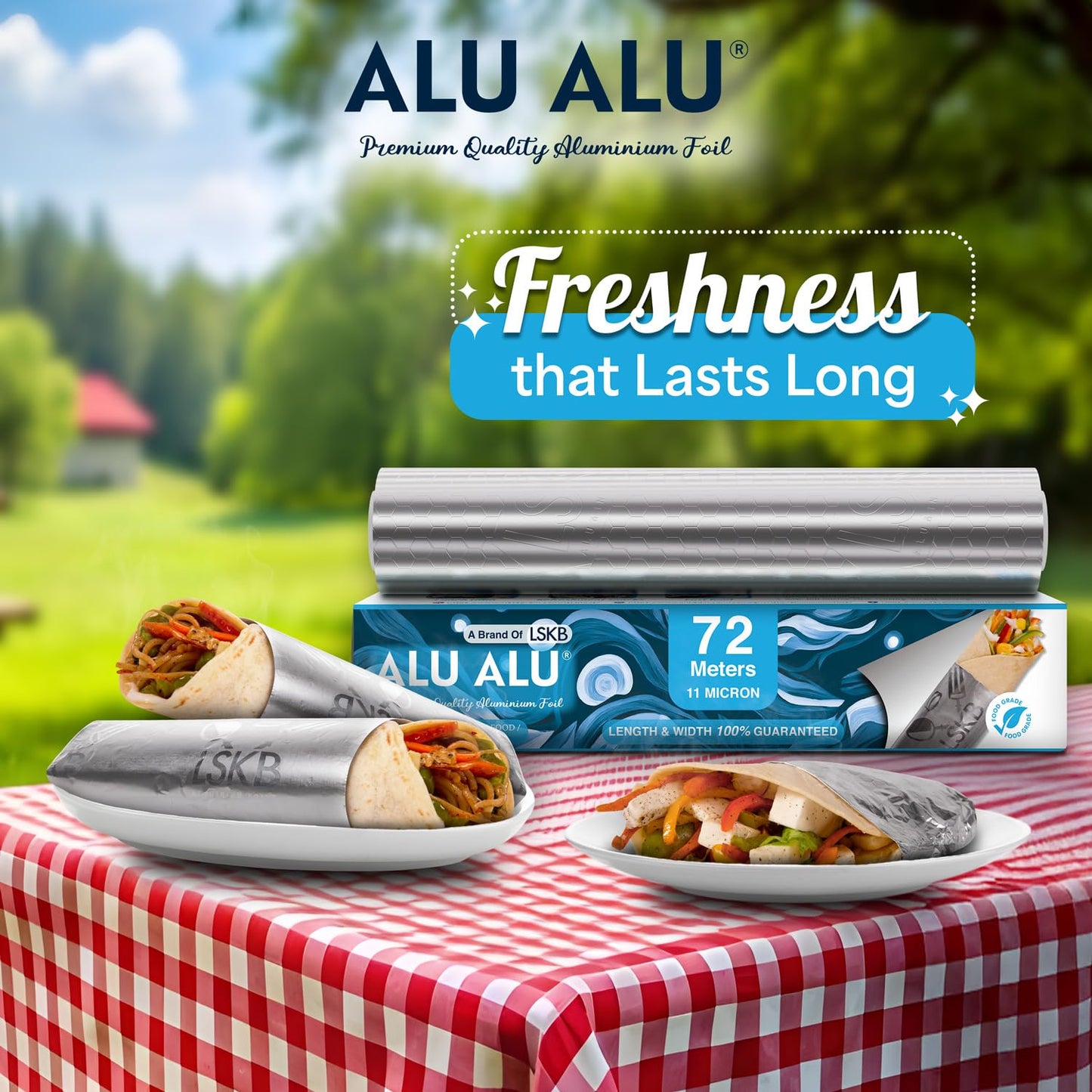 ALU ALU 72 Meter Silver Aluminium Foil | Premium Quality | 11 Micron Thickness | Keeps Food Warm and Hygienic | Ideal for Food Wrapping, Packing, Storing and Serving