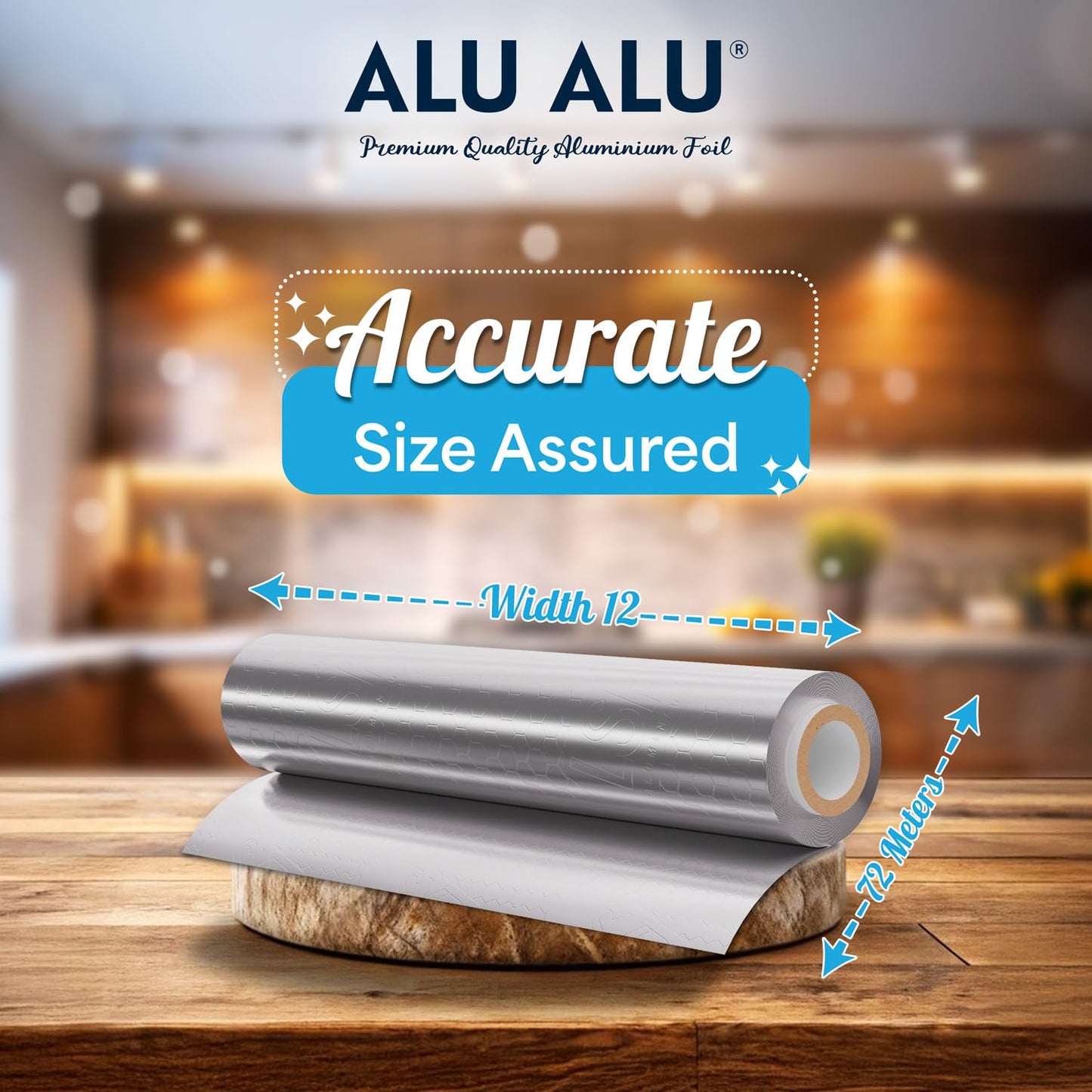 ALU ALU 72 Meter Silver Aluminium Foil | Premium Quality | 11 Micron Thickness | Keeps Food Warm and Hygienic | Ideal for Food Wrapping, Packing, Storing and Serving